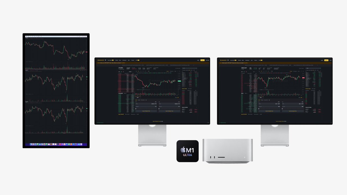 No one: Me after #AppleEvent: I need an M1 Ultra Chip Mac Studio with 5k Studio Displays that cost 3 ETH in total so I can apparently check my charts 90% faster