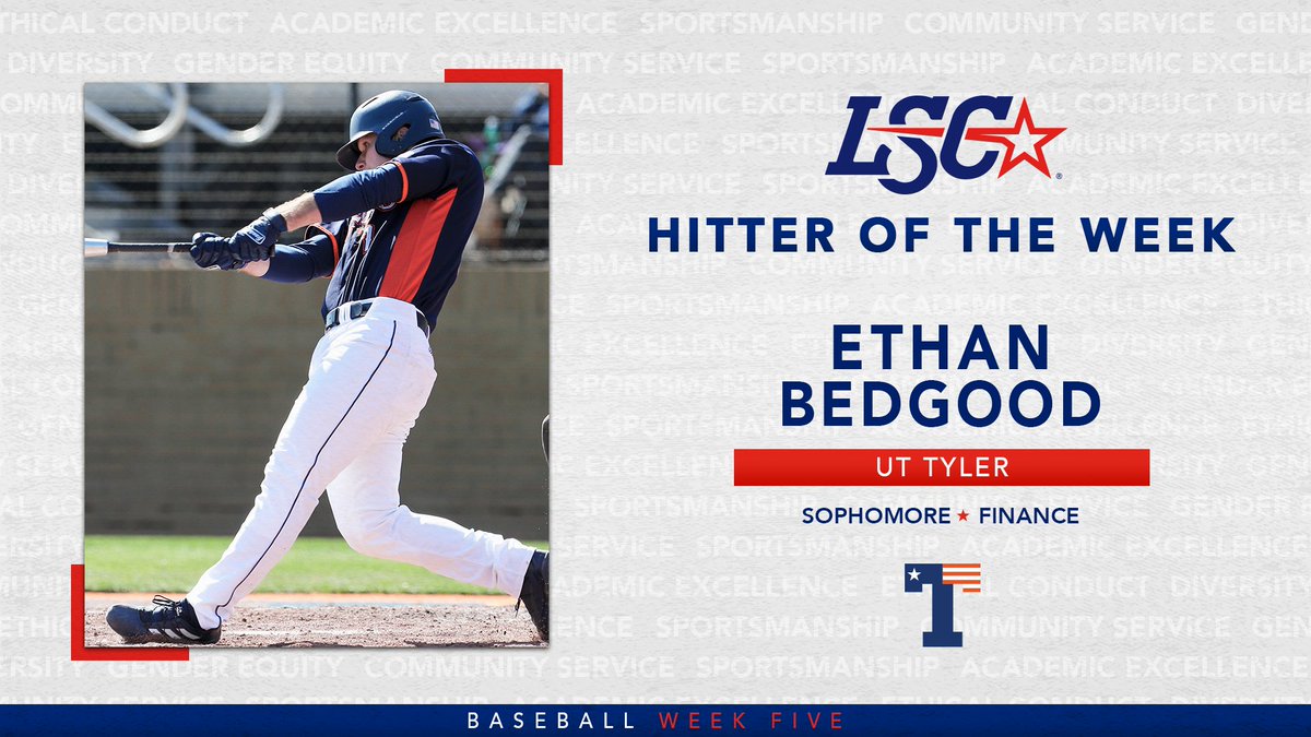 #LSCbase Hitter of the Week: @uttylerpatriots Ethan Bedgood 🔗 bit.ly/3hRxW0c #D2BSB