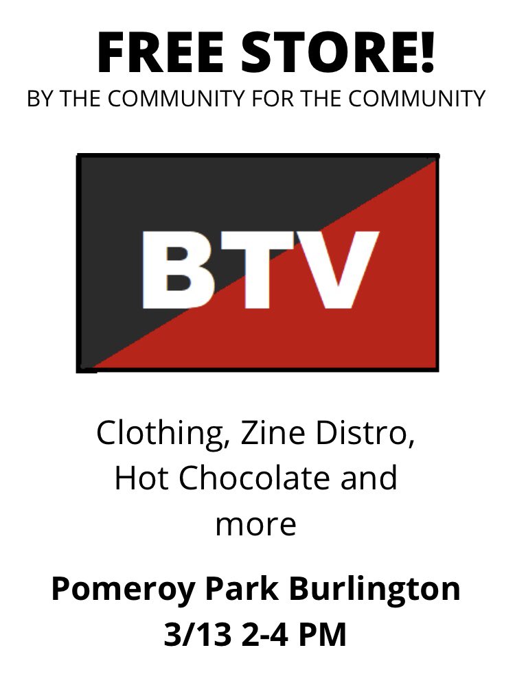 161Northeast's tweet image. In Burlington this weekend! Posters are up around town, and orgs are being notified. 

Would love to see a lot of comrades and community members showing up! Feel free to bring things to be given out and to take whatever suites your fancy!