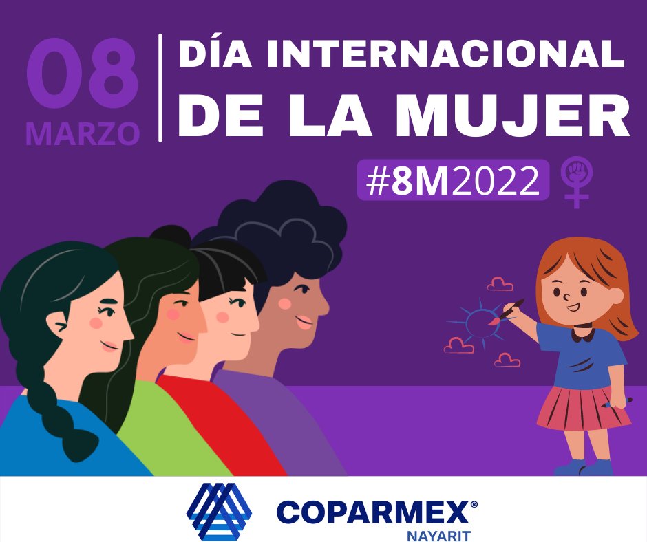 En este #DíaInternacionalDeLaMujer, conmemoramos a todas las mujeres y reconocemos la lucha que se ha llevado para lograr igualdad y equidad para todas. 💜♀️💜♀️
#8M2022 #juntassomosmasfuertes #coparmexnay