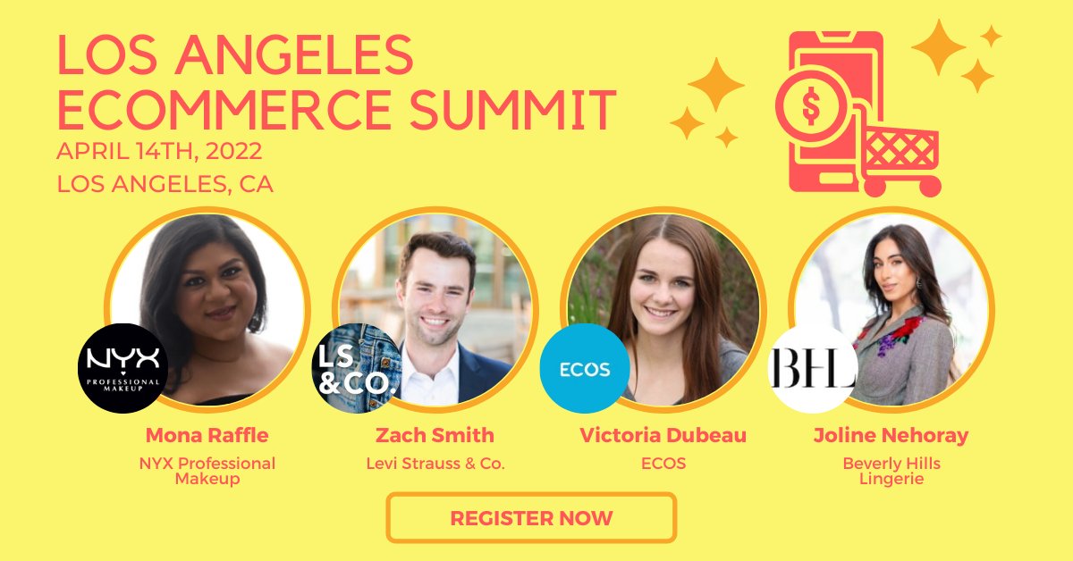 RetailSummits's tweet photo. Hear Mona Raffle, Dir of eCommerce Marketing, Amazon for @NYXCosmetics, Zach Smith, Manager of D2C Omnichannel for @LeviStraussCo, Victoria Dubeau, Sustainability Manager for @ECOSCleans, and Joline Nehoray, Co-Founder of @ShopBHL. Join us April 14th! https://t.co/19JaVvMxOF https://t.co/xF9zUwFDNK