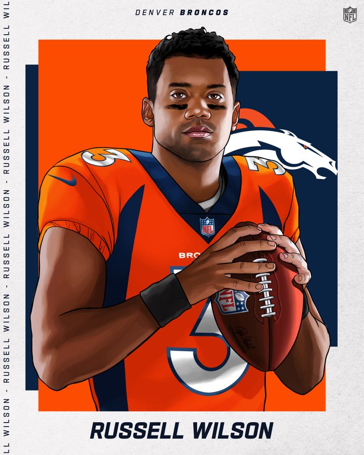 Denver Broncos: Russell Wilson 2022 Orange Officially Licensed NFL  Removable Adhesive Decal