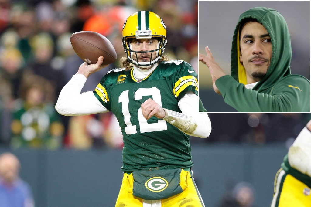 nypost's tweet photo. Aaron Rodgers deal with Packers raises Jordan Love questions https://t.co/U8WYjn7YmK https://t.co/ac7XJTkQ3J