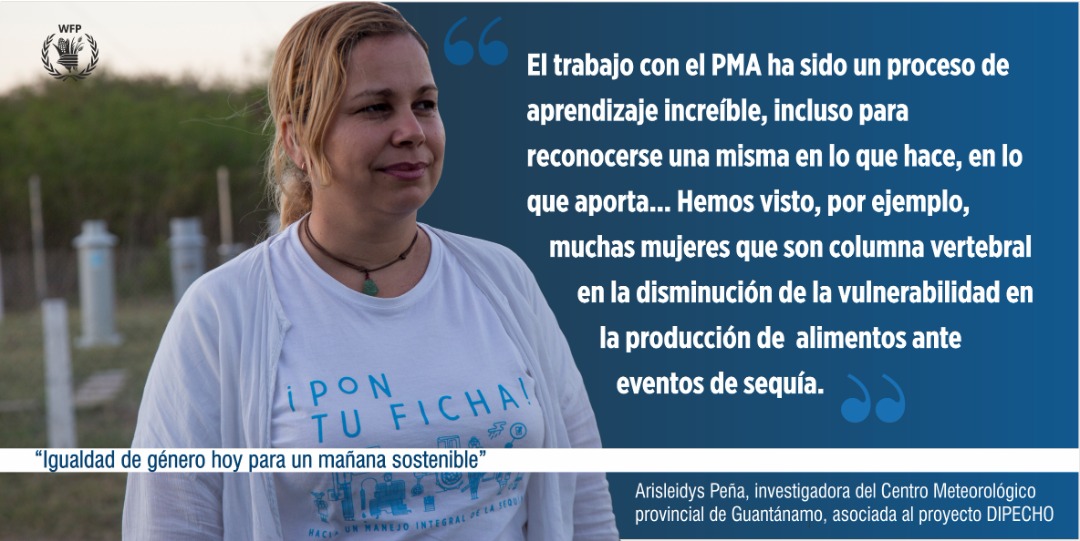 WFP_Cuba's tweet photo. La participación de las mujeres en la toma de decisiones e implementación de programas de adaptación al #CambioClimatico es crucial para la seguridad alimentaria 🥗
🇨🇺Desde #PMACuba trabajamos para apoyar en la construcción de su desarrollo y #resiliencia
#Diadelamujer2022 #8M https://t.co/4mXWZ8aKhF
