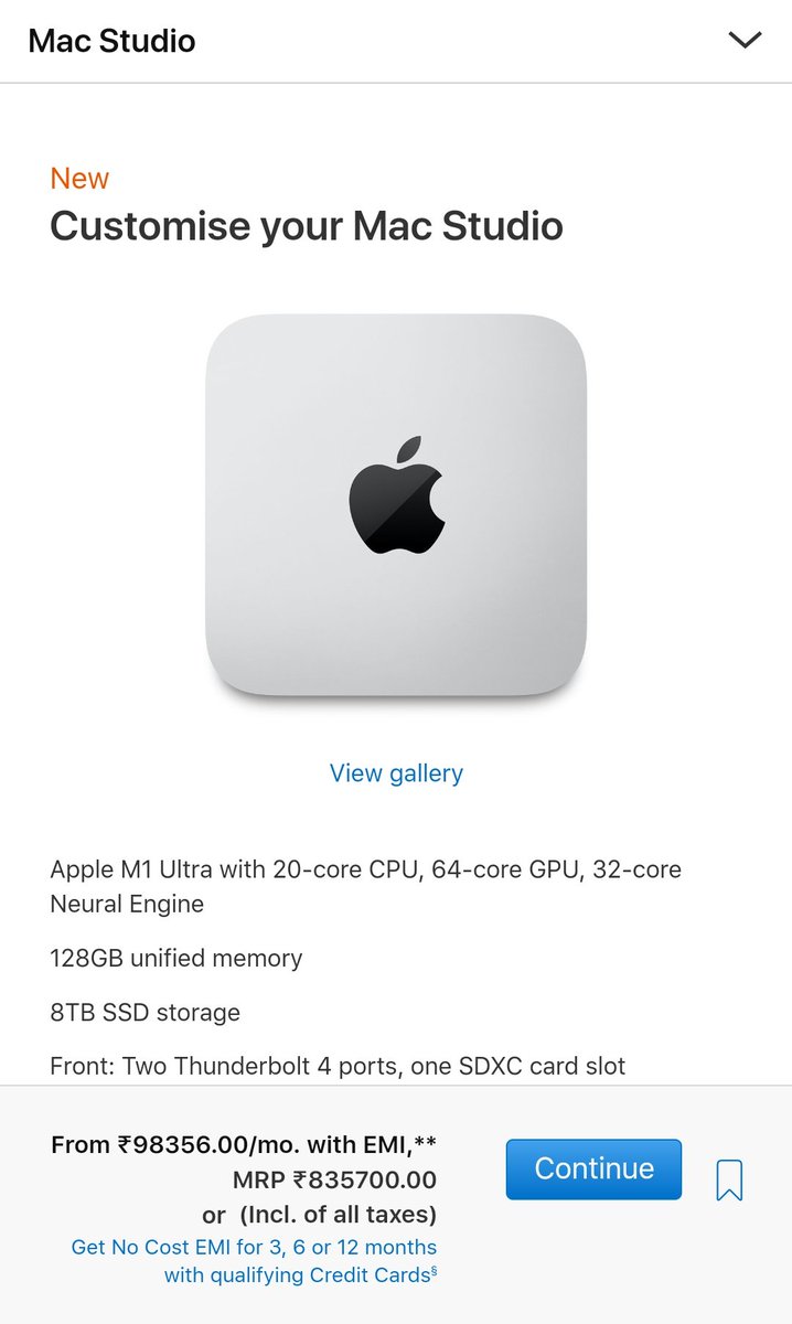 fulltime_techie's tweet photo. So this is the Indian price of the fully maxed out #MacStudio with M1 Ultra, 64core GPU, 128GB Unified Memory, 8TB SSD, with FCP and Logic Pro pre-installed! 

                           ₹8,35,700

#AppleEvent https://t.co/MHnNjTzVxW