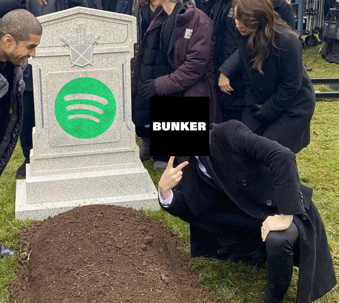 bunker_dance's tweet photo. spotify may be down but we're still up. https://t.co/YescGqTE9B