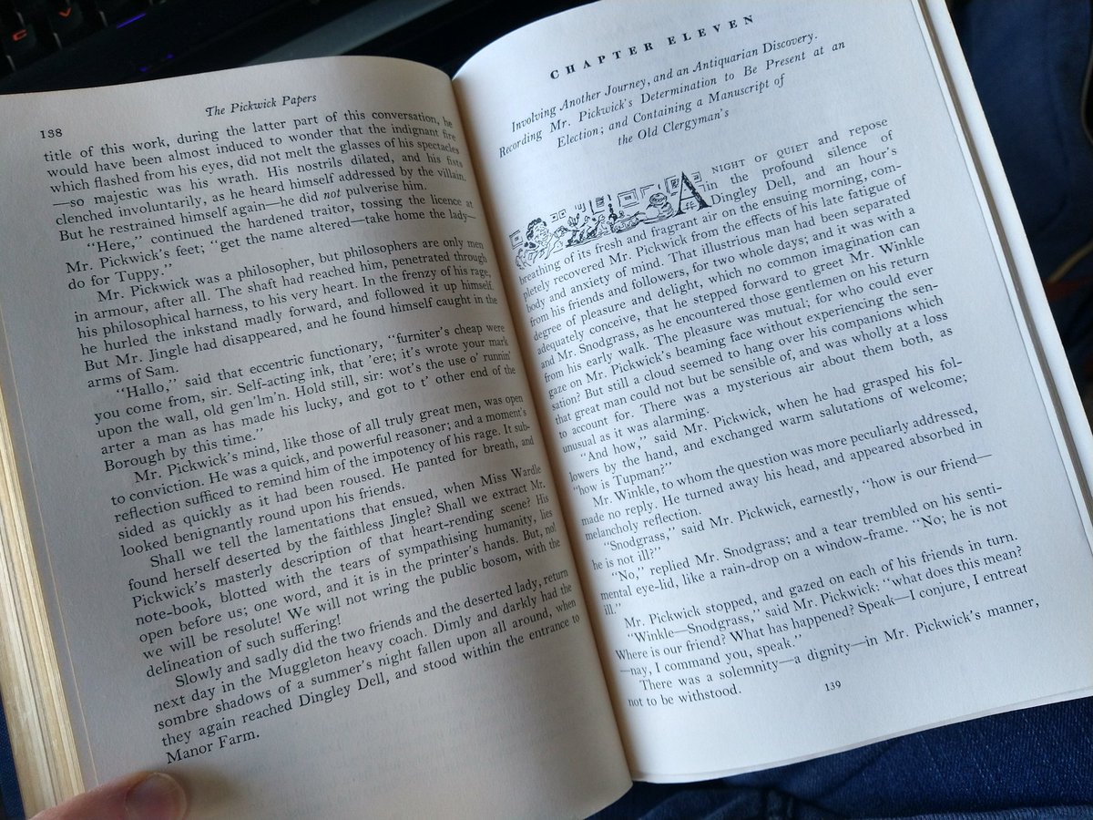 wren_and_paper's tweet photo. "Mr Pickwick was a philosopher, but philosophers are only men in armour, after all." (I need a heftier dose of philosophy to read that Mr Pickwick "found himself caught in the arms of Sam" without feeling a twinge of envy...π) #EverybodyNeedsASam #DickensClub π©π€ https://t.co/WBY3p4yyAo