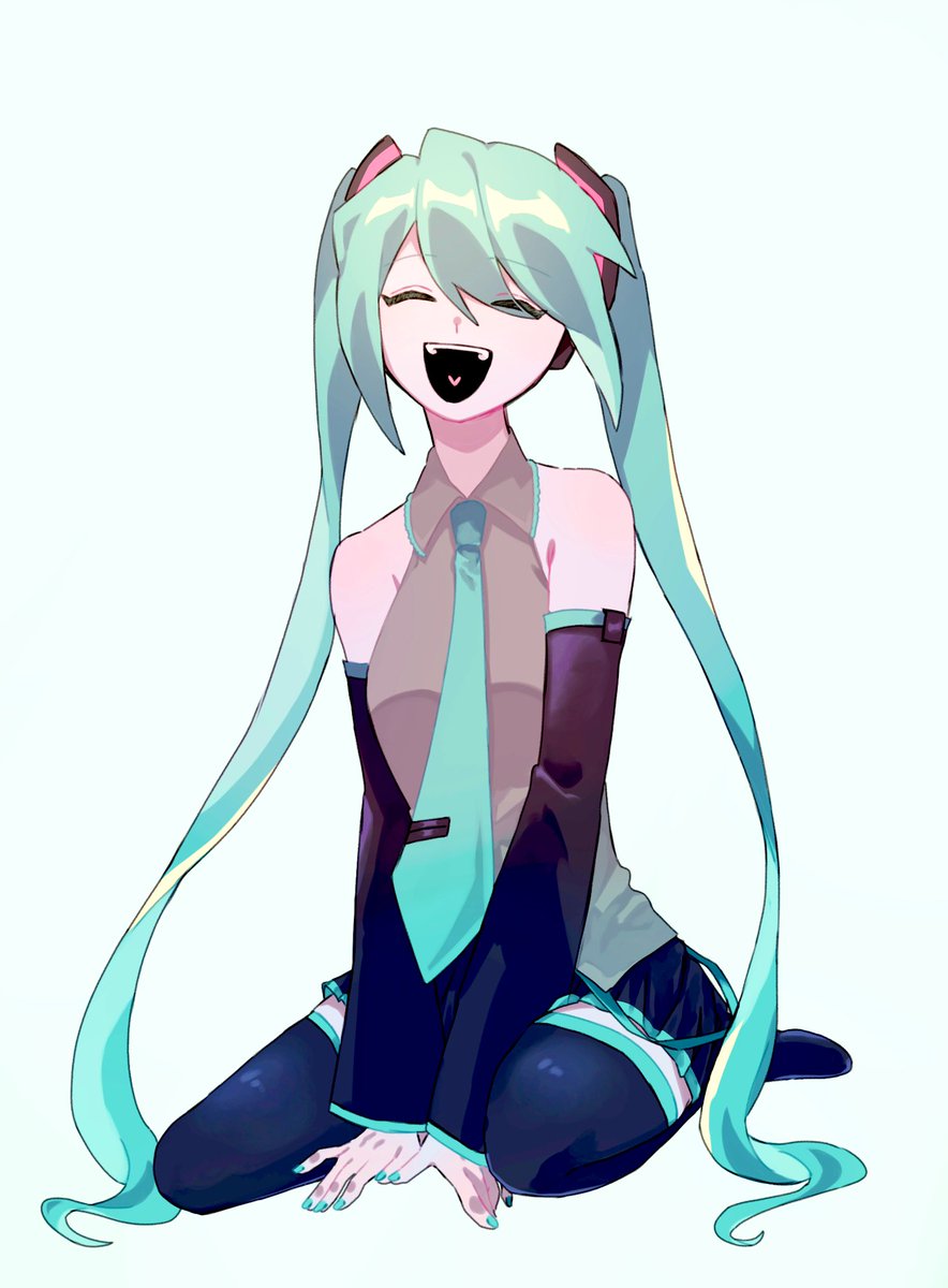 hatsune miku 1girl solo necktie long hair twintails detached sleeves skirt  illustration images