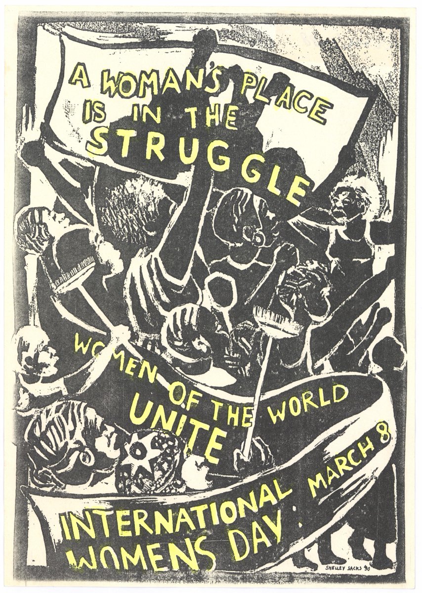 "A woman's place is in the struggle: Women of the world unite: International Women's Day," 1990.

This archival poster is from the Digital Innovation South Africa, as part of the Struggles for Freedom: Southern Africa primary source collection on JSTOR. #InternationalWomensDay