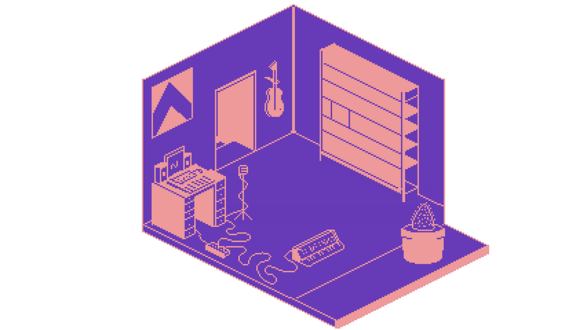 shillypreston's tweet photo. This is "My Studio" by @eduardopolitzer. I think this was  one of the first pixel art pieces I bought. At the time I think I had only seen black and white mostly so I thought it was super cool that it was mostly purple. I still think it's super cool. I love it. https://t.co/vCbtkzLhvQ