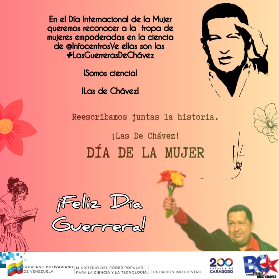 Maribel Vera activa en @MirandaEnRed☝️Con un extraordinario talento para realizar cortos animados, flyer y edición de videos👊
Tú eres de las nuestras ¡Las de Chávez!
Desde @BrigadasCHCH ¡Te Deseamos Feliz Día de la Mujer!🌸🌸🌸
#LasGuerrerasDeChávez de @InfocentrosVE