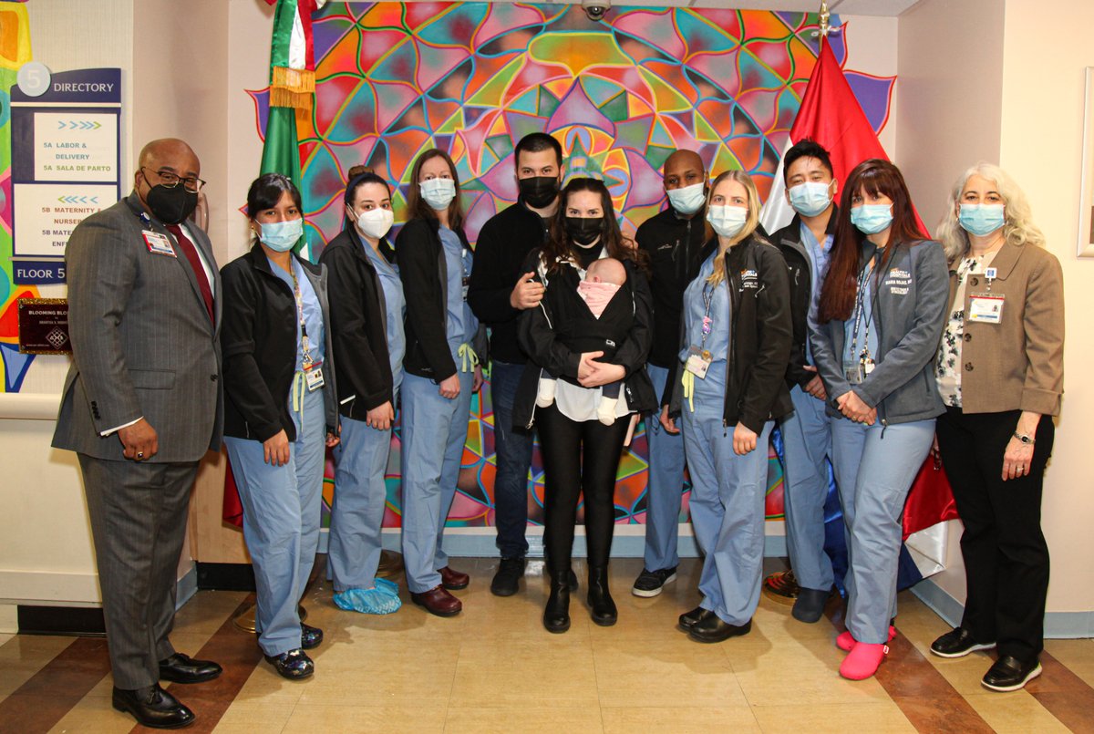 NYCHealthSystem's tweet photo. For #InternationalWomensDay, NYC Health + Hospitals/Lincoln #inTheBronx unveiled a new mural in the hospital’s Maternity Ward. The mural is titled “Blooming Blossoms” and was hand painted by artist @axr_artist, who donated the mural after receiving a #CityArtistCorps grant. https://t.co/GeX8SJAHxq