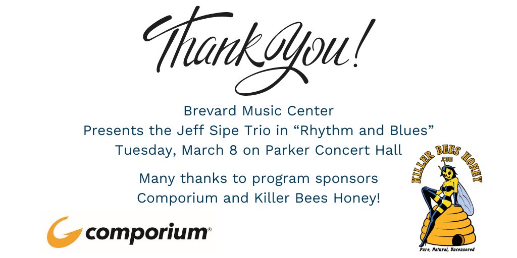 Thank you to tonight's program sponsors, Comporium and Killer Bees Honey!