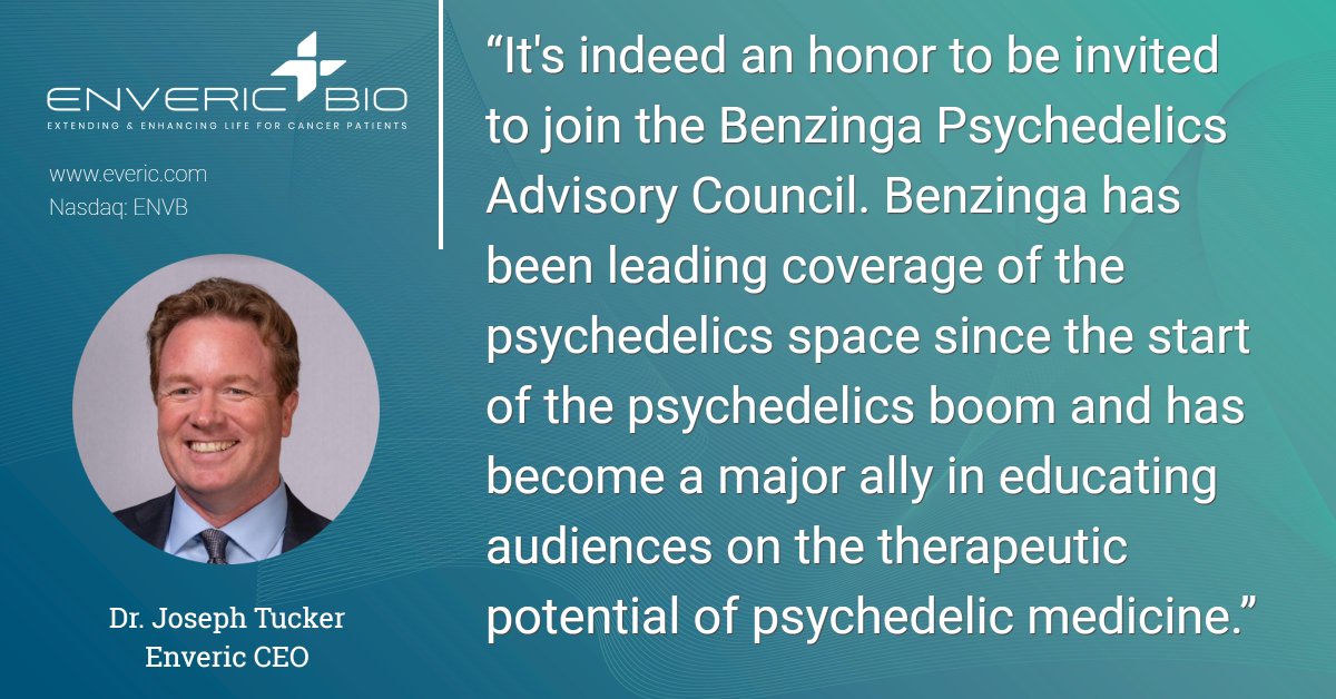 Enveric_Bio's tweet photo. We are pleased to announce Dr. Joseph Tucker has joined the @Benzinga #Psychedelics Advisory Council, which is composed of key thought leaders in the psychedelics space. https://t.co/HDQZzfCgsU $ENVB https://t.co/jYDzBiMiq6