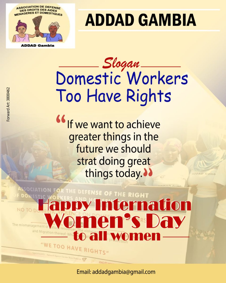 BurryTunkara's tweet photo. As we celebrate yet another year of International Women's Day I take this opportunity on behalf of all working women particularly domestic workers of The Gambia members of The Gambia. i say a Big thank you and CONGRATULATION to our mothers and to all mothers of the world. https://t.co/D5ywB2DKbo