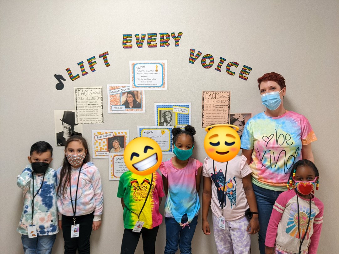 For today's #MIOSM dress up day, we are celebrating the grooooovy music of the 60s wearing tie dye! <a href="/Jones_AISD/">Jones Primary School</a> <a href="/NAfME/">nafme</a> #MusicTheSoundOfMyHeart