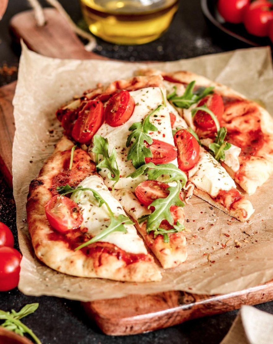 Flatbread pizza with Stonefire Garlic Naan