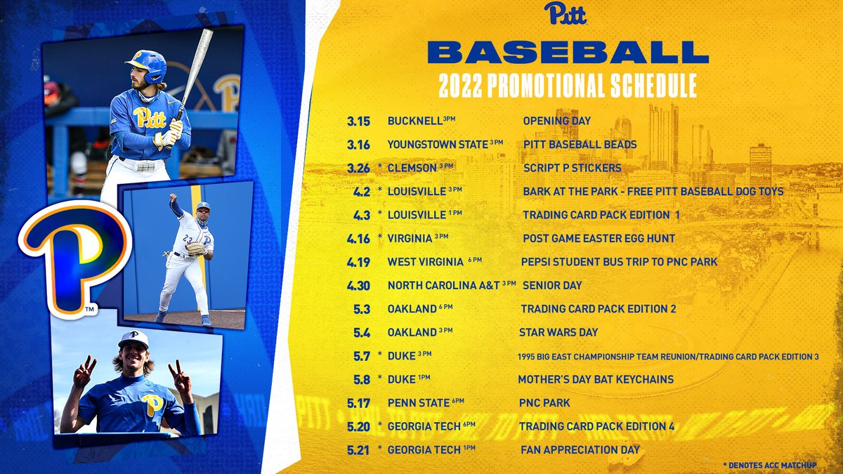 Exactly ☝️ week from now we open home play‼️ Check out ⬇️ all the great promos you'll find at Cost Field this spring!

📚: bit.ly/3Mykyfo
🎟️: bit.ly/PittBase22Tick…

#H2P