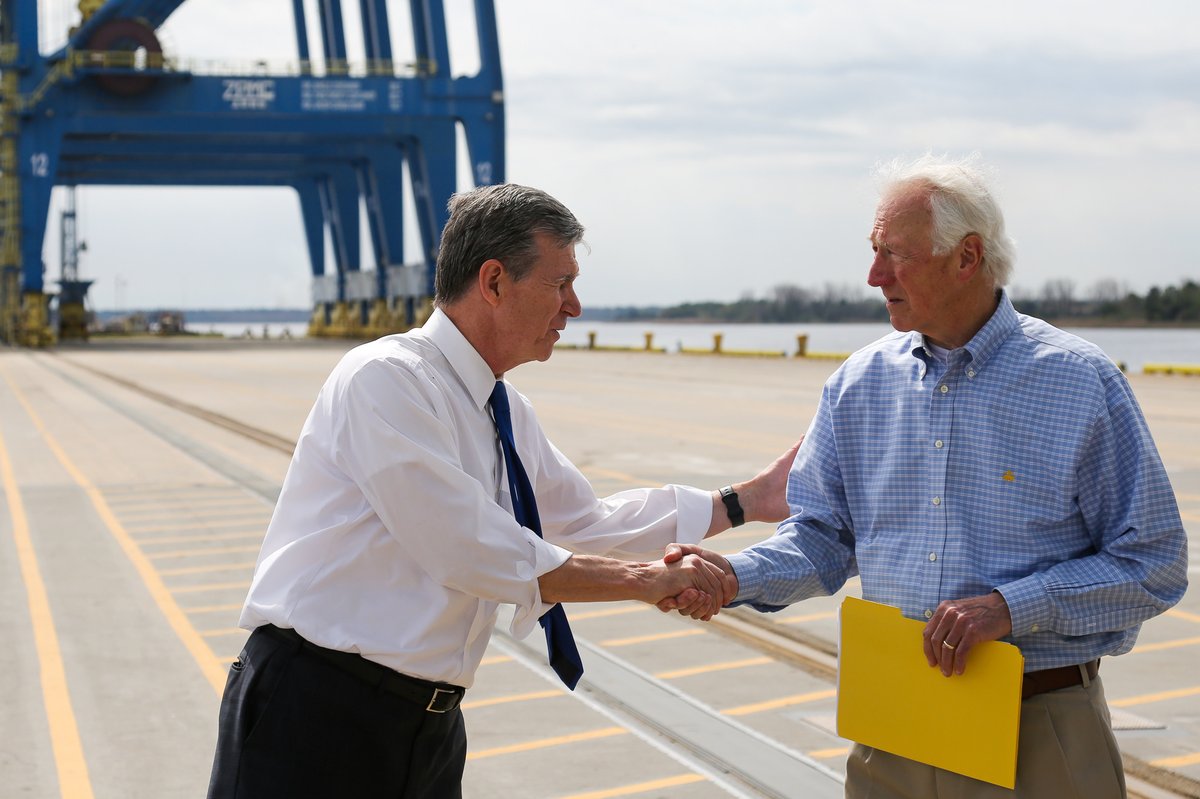 As national supply chain challenges continue, NC Ports are increasing the capacity to transport goods quickly and affordably from ships to shelves. Today, Gov. Cooper toured the South Gate Container Complex at the Port of Wilmington and went up in a crane.