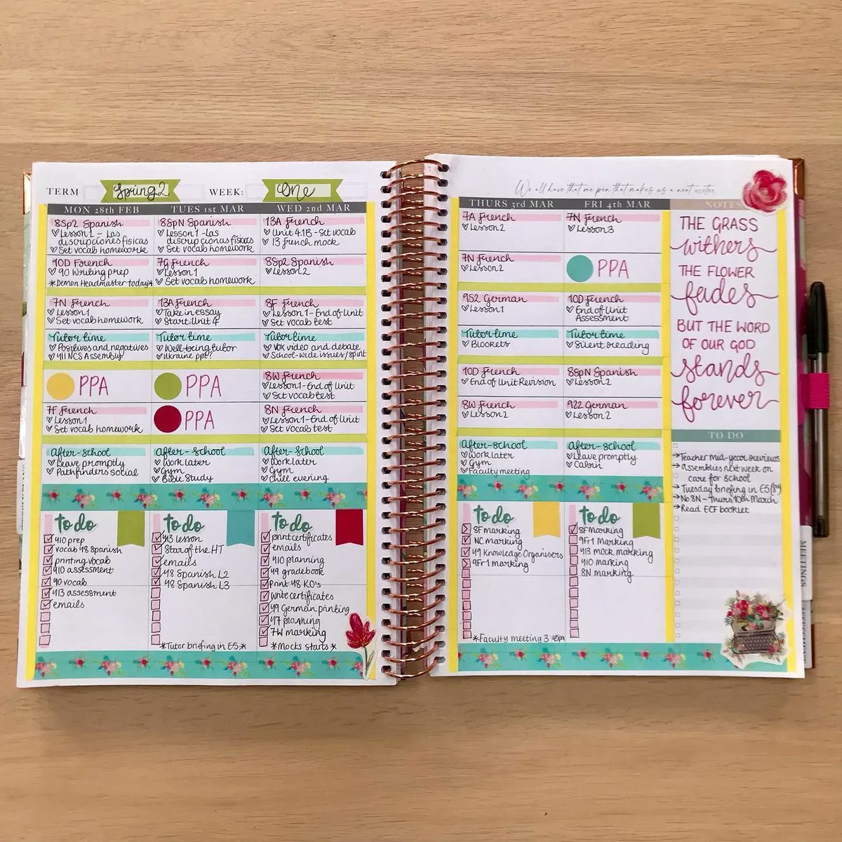 TPositiveTC's tweet photo. I absolutely love seeing @theclassroomcoffeebuzz planning spreads. Such a great inspiration and motivation for other secondary teachers: we're so proud to have her as one of our Planner Inspirers #TPTCPlannerInspo #MyTPTCPlanner #HappyPlaceForTeachers https://t.co/1b9pzzsZbi
