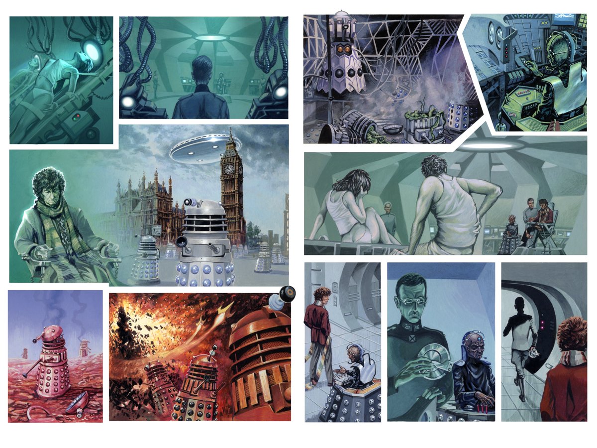 Harnois751's tweet photo. Another spread from a proposed graphic novelisation of Genesis of the Daleks (1993). Davros Interrogates the Doctor. #DrWho #DoctorWho #GenesisOfTheDaleks #Davros #Nyder #TomBaker #FourthDoctor #Daleks #Skaro https://t.co/o6UHjxUk67