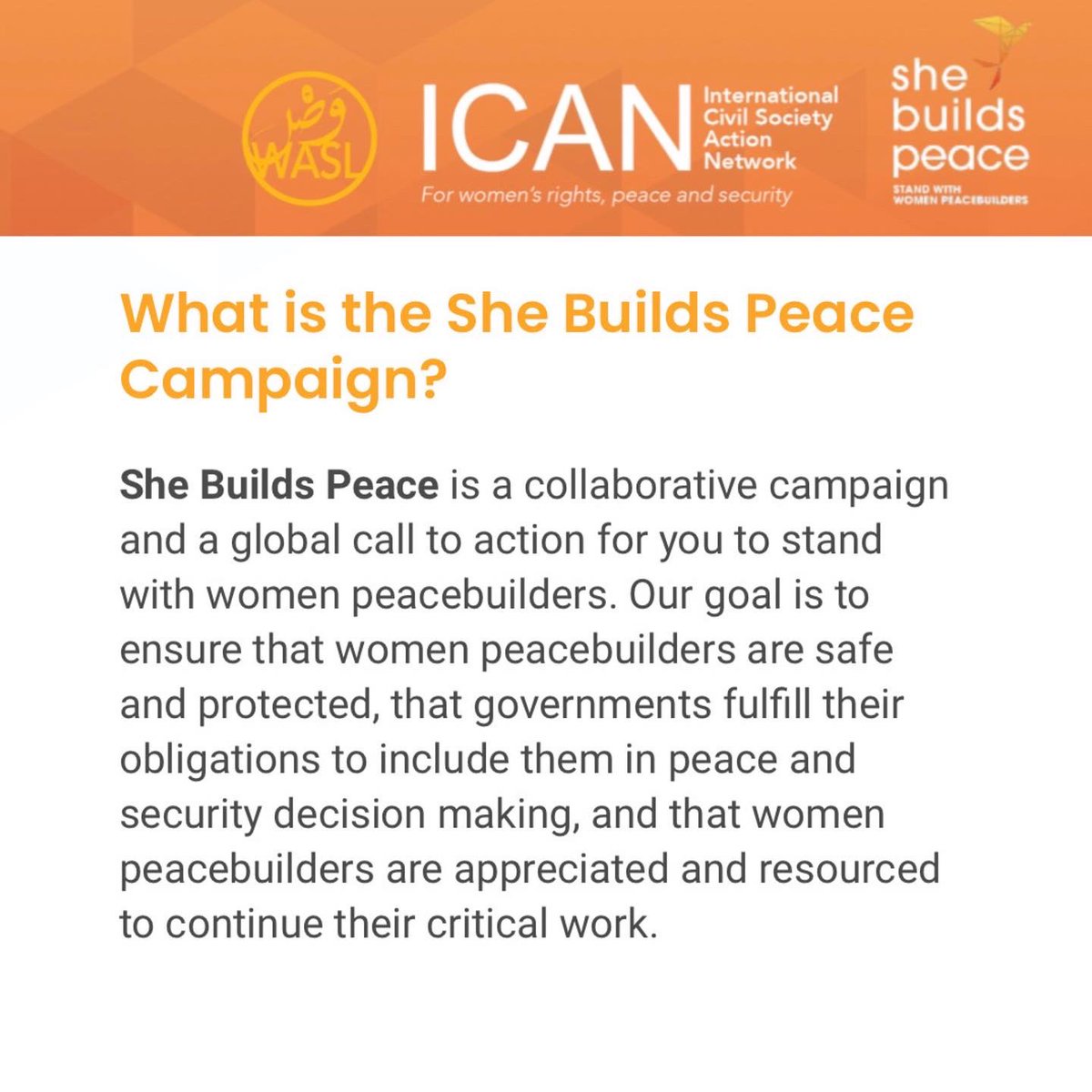 aic_tweets's tweet photo. The AIC fearlessly stands with women peacebuilders globally to create a future in which all can thrive—will you join us &amp; support the Civil Society Action Network (ICAN) @whatthewomensay #SheBuildsPeace initiative?

Pledge with us:
https://t.co/iTwullR60M

#InternationalWomensDay https://t.co/7Q7AxU0FYU
