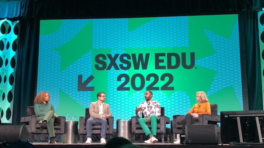 MassieRitsch's tweet photo. No one is more excited to be back together than these chairs. #SXSWEDU https://t.co/zV1pfVPRfi