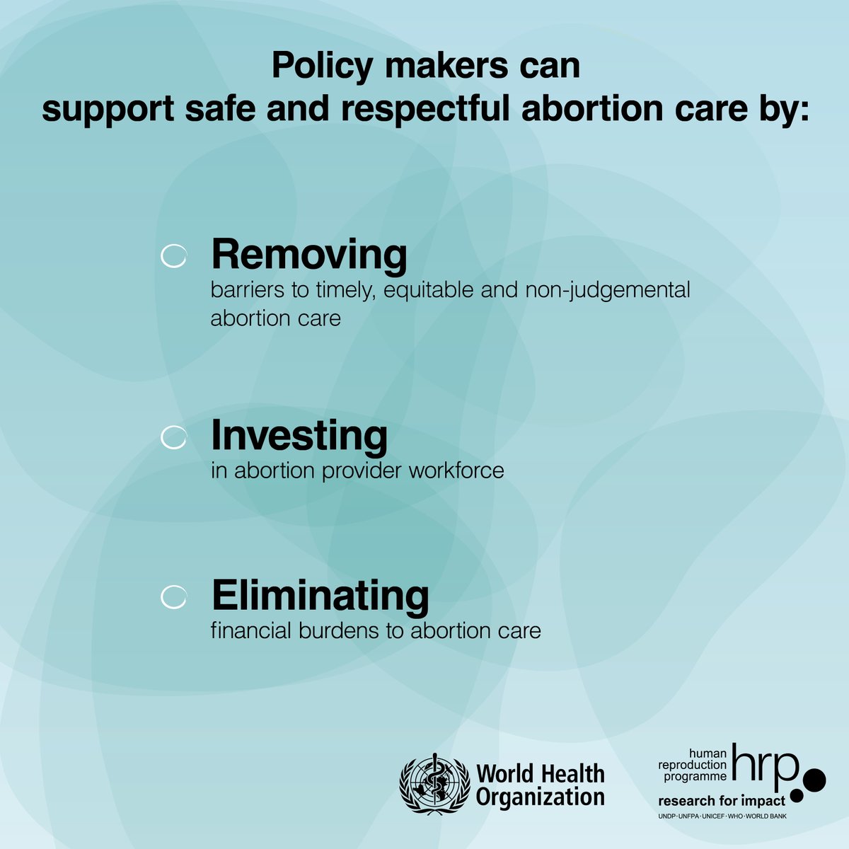 HRPresearch's tweet photo. Countries can help to provide quality care for women and girls through:
✨implementing the new recommendations
✨strengthening national policies and programmes on comprehensive abortion care including on contraception and family planning
https://t.co/BHPQ9aYfGh
#SRHR https://t.co/IF4FSOLWUm