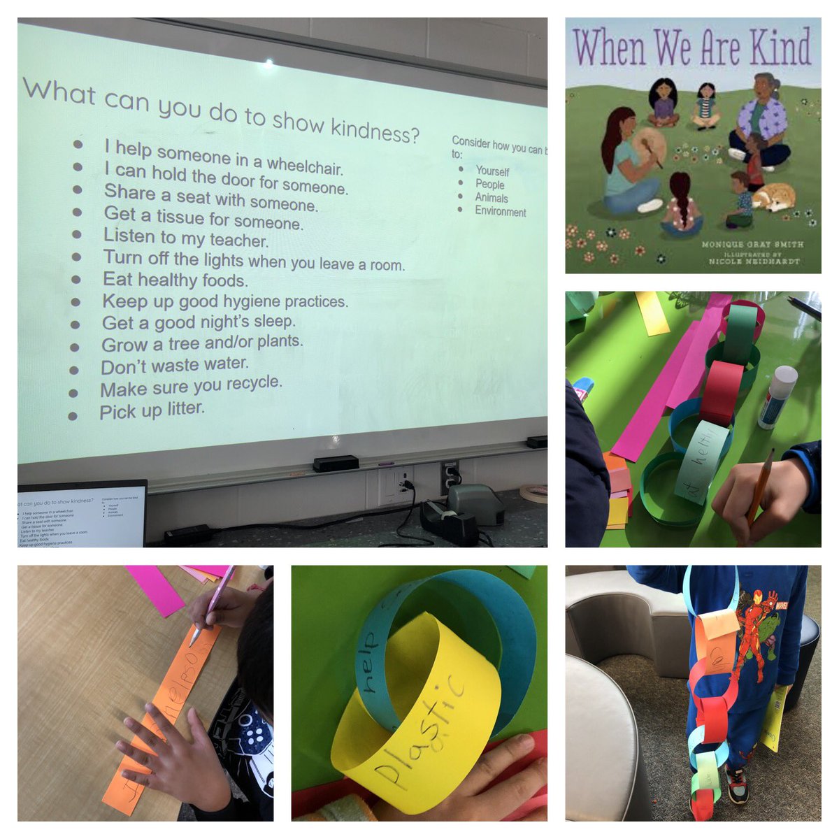 Creating kindness chains to show all the different ways that we can be kind. #readingisfun @HDSBLibraries <a href="/ForestofReading/">Forest of Reading</a>