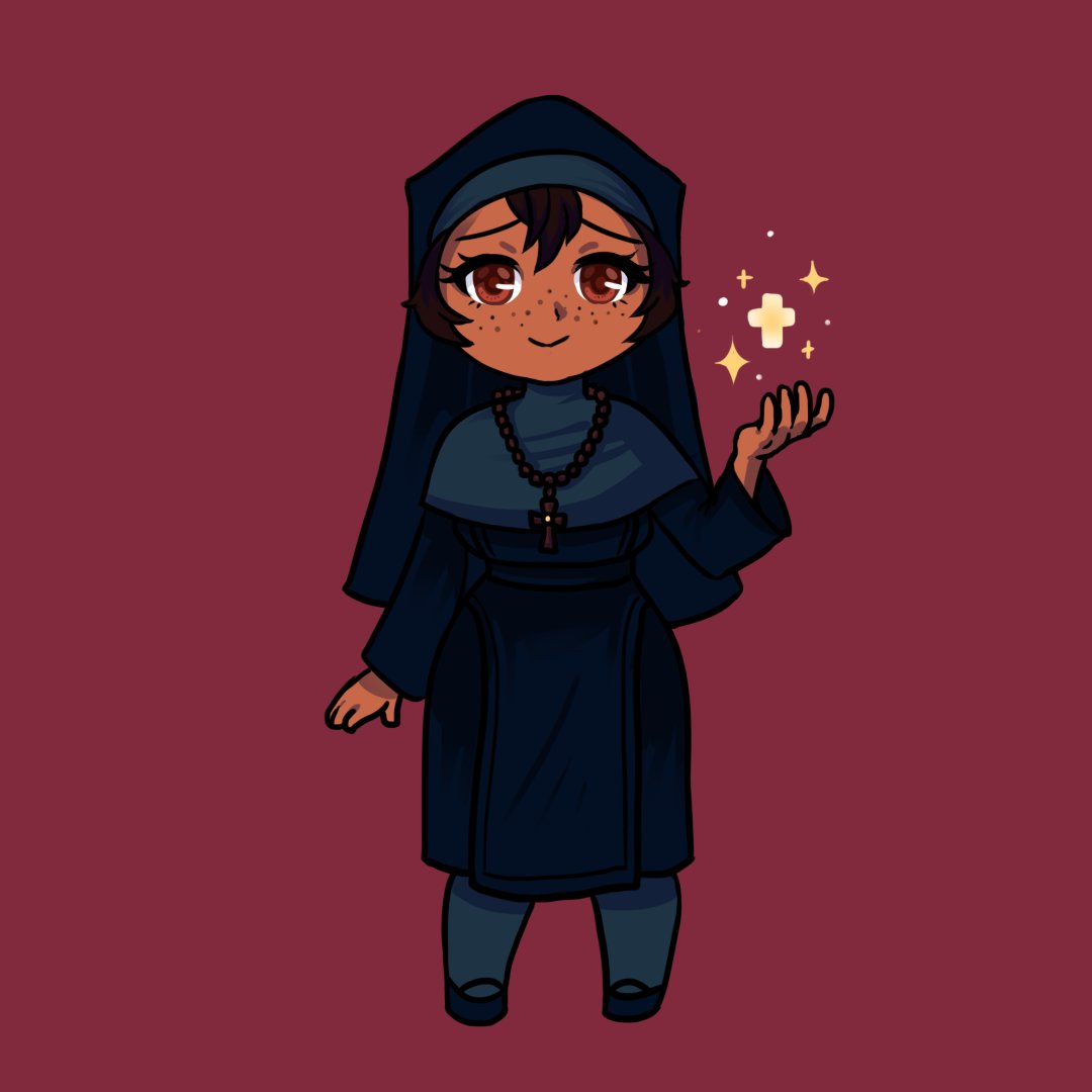 HCobalto's tweet photo. A chibi of Sister Ahnava! She's my main oc. I always change her habit because i always forgot her uniform design lol #nun #OC https://t.co/FeYYNtVKPo