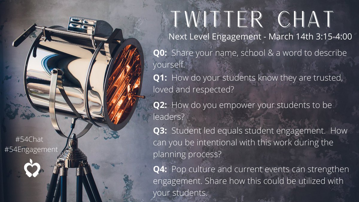 As a culmination to the Next Level Engagement professional development series, D54 will host a #54Chat on Twitter at 3:15 p.m. March 14. Join us to share your responses and learn from your colleagues across District 54. #54Chat #54Engagement