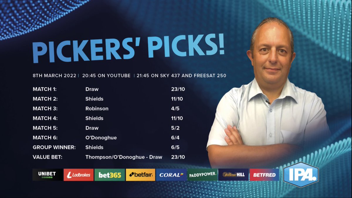 It’s nearly that time again for Pool 🎱 have you all got your picks for tonight?? Here are mine
<a href="/IPAPool/">IPA Pool 🎱</a> <a href="/GaryWiltshire16/">Gary Wiltshire</a> <a href="/pickworth_marc/">Marc pickworth</a> <a href="/tv_sporty/">SportyStuffTV</a>
