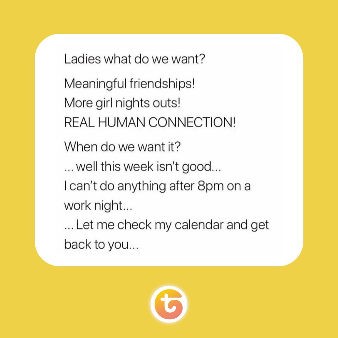 Get Together (@gettogetherai) on Twitter photo Get the friends back together for #internationalwomensday with an even easier way to schedule!
π²: linktr.ee/gettogetherai
#gettogether #scheduling #schedulingtool #networking #community Get the friends back together for #internationalwomensday with an even easier way to schedule!
π²: linktr.ee/gettogetherai
#gettogether #scheduling #schedulingtool #networking #community