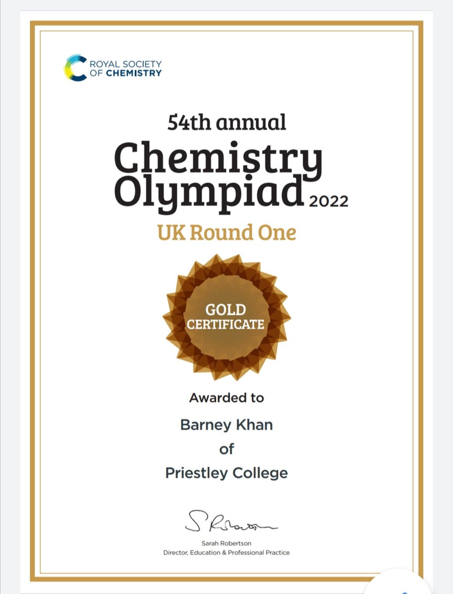 3 🥇Gold 🥇#ChemistryOlympiad
🥇Certificates🥇

2 silver
6 bronze
Amazing A level Chemistry students

Thanks @RSC_EiC  @RoySocChem for support materials and fantastic communication
@priestleysfc