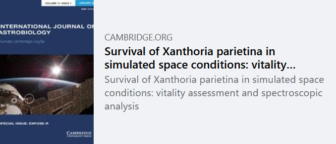 SLichenologica's tweet photo. Nothing can stop Xanthoria parietina, not even UV-radiation in N2 atmosphere and in vacuum!
https://t.co/Auk48IGVDV
#space #astrobiology #stresstolerance #fvfm @stefanoloppi @unisiena #fluorescence #vitalityindex https://t.co/X7IMSqS8jU
