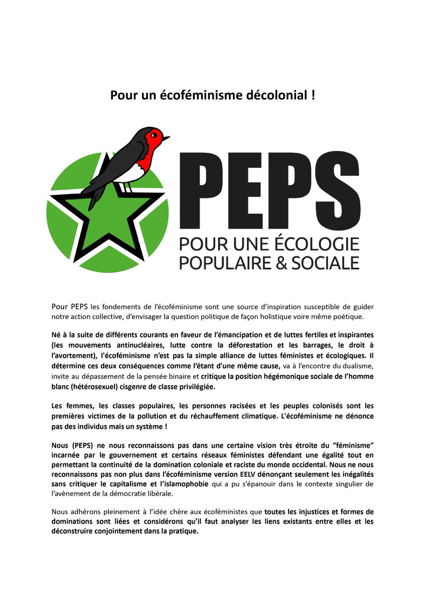 38Peps's tweet photo. Voilà notre communiqué en ce jour des droits des femmes :)
Pour un écoféminisme décolonial !
#ecofeminisme #JourneeDesDroitsDesFemmes #confpeps #journeeinternationaledesdroitsdesfemmes #feminisme https://t.co/BjgYIq23d8