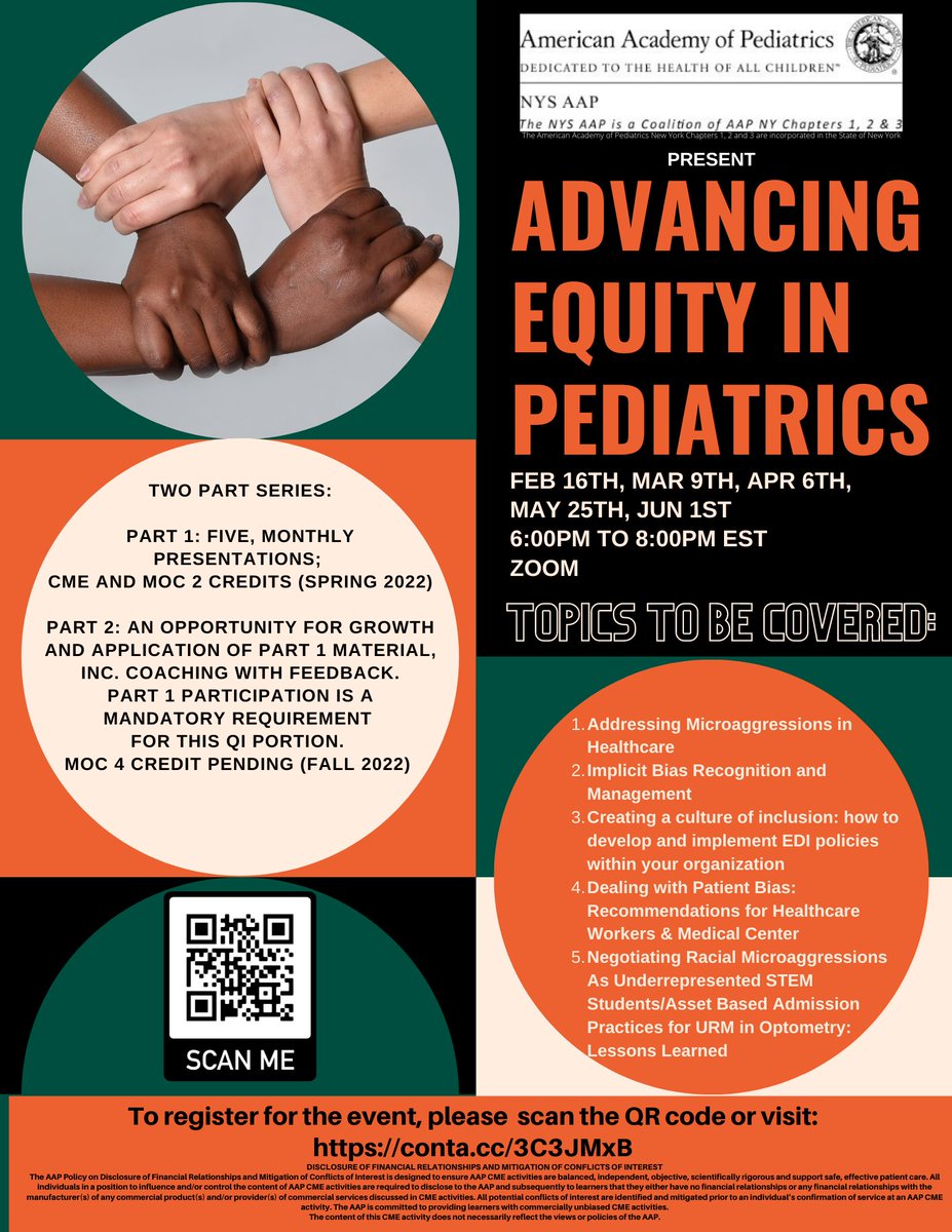 Quick, #Tweetiatricians! Make sure to register for tomorrow's highly anticipated talk on #implicitbias, as part of our "Advancing #Equity in #Pediatrics" series. Hosted by <a href="/NY1AAP/">NYSAAPCH1</a> <a href="/NYSAAPCH2/">NYS AAP - Chapter 2</a> <a href="/NYSAAPCH3/">NYS AAP - Chapter 3</a>. Register:conta.cc/3C3JMxB 
#MedTwitter #WomenInMedicine #healthequity