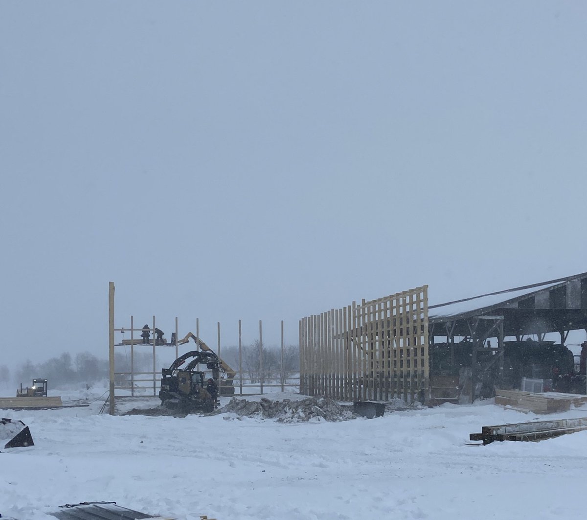 Big shoutout to Prairie Post Frame for working on the shop in this weather! Doesn’t seem like much can stop these boys from getting the job done!! #prairiepostframe