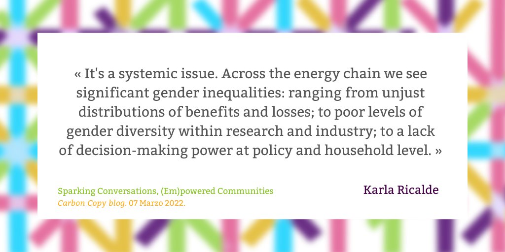 <a href="/kcedano/">Karla Cedano</a> <a href="/OPE_Mex/">Observatorio de Pobreza Energética en México</a> <a href="/MujeresEnergia/">REDMEREE</a> <a href="/harrimus/">Harriet Thomson</a> <a href="/ierunam/">IER-UNAM</a> <a href="/krlx/">karla</a> <a href="/carboncopy_eco/">Carbon Copy</a> "I have experienced the prejudices of being read as a young #woman in #energy; people assuming I am just there to take notes; last minute invites to events to break #manel; to getting #mansplained my own research" - <a href="/krlx/">karla</a> 

#IWD2022 #BreakTheBias