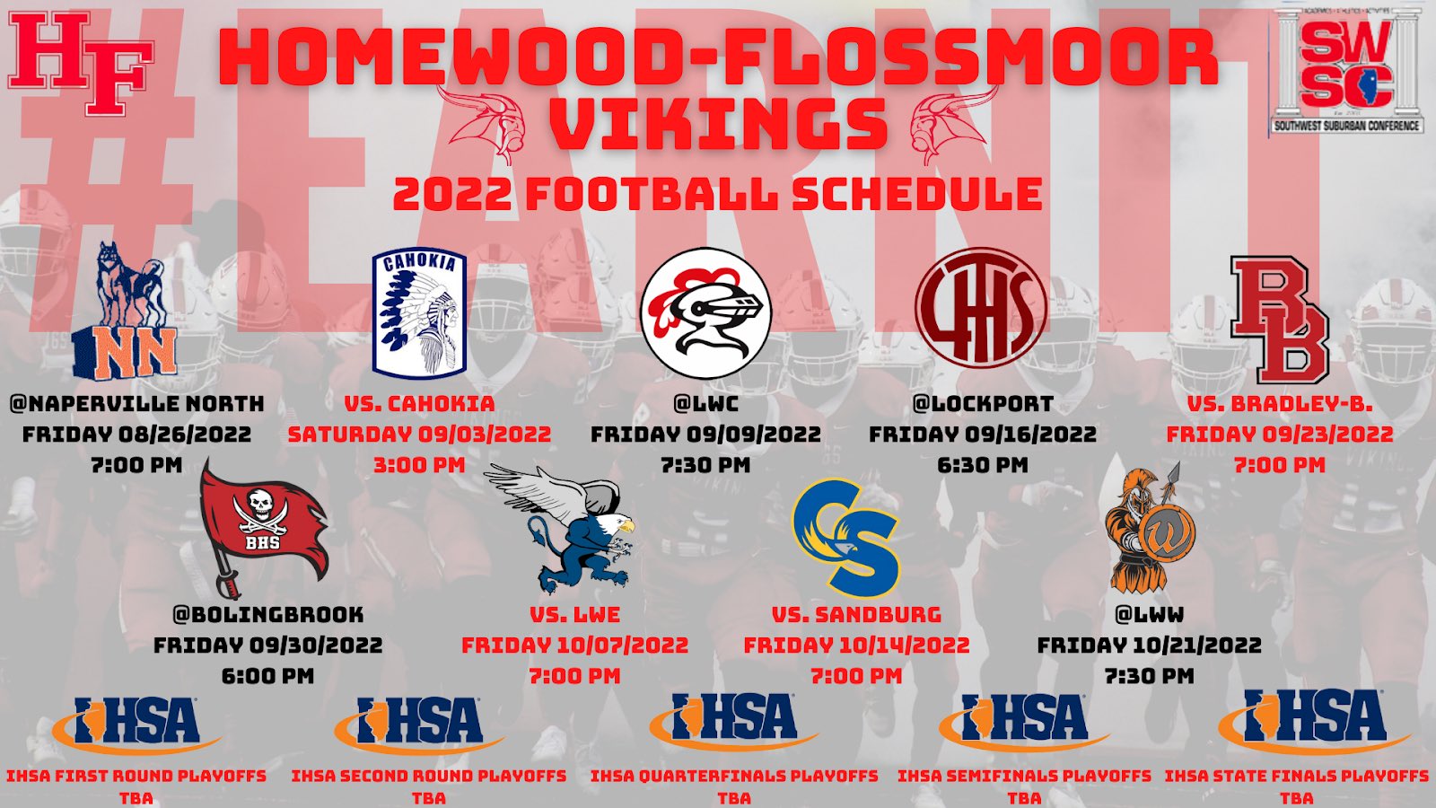 HomewoodFlossmoor Football on Twitter "2022 Fall Schedule is set. 