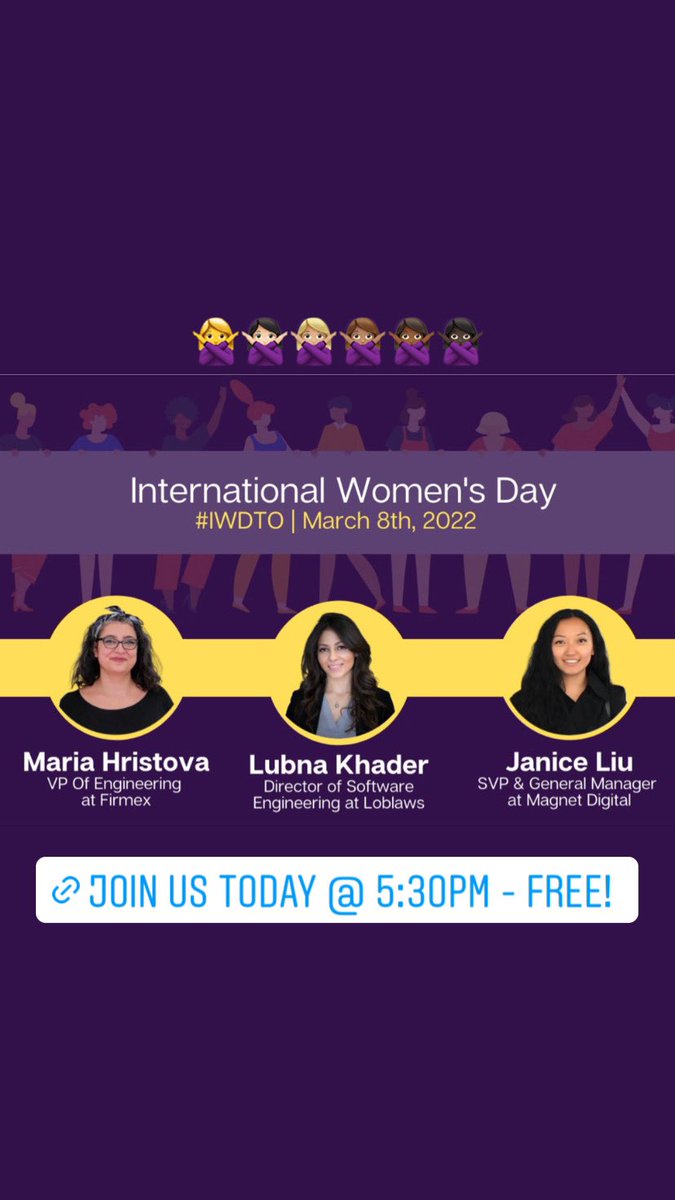 2 hours to save your spot! Join 300+ people tonight at #IWDTO to celebrate, to inspire and to empower! techto.org/events/techtog…