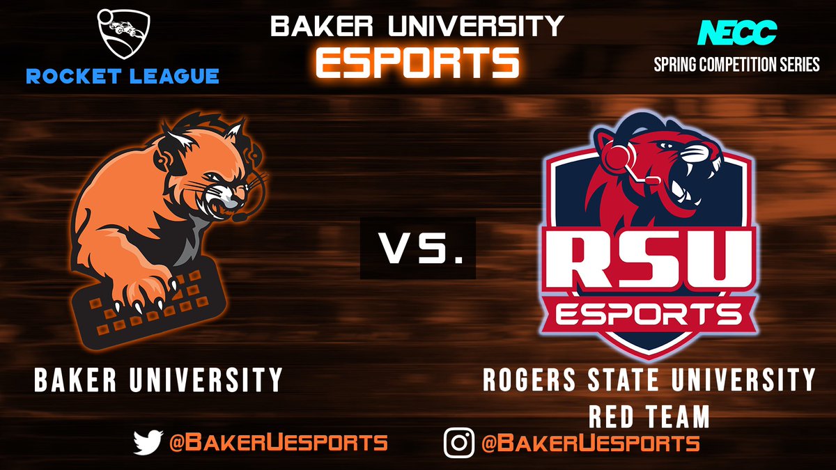 🔥⚡️TONIGHT: 7:45pm CST⚡️🔥

Tune in to watch Wildcats Rocket League up against <a href="/RSUesports/">RSU Esports</a> in week five of the <a href="/neccgames/">NECC</a> Spring series!

📺: Twitch.tv/BakerUniversit…