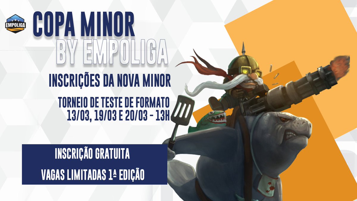 EmpoligaVP's tweet photo. A Minor by #Empoliga está mudando o seu formato e realizaremos uma edição de teste com 20 equipes a partir deste final de semana. 

Estamos emitindo convites para 8 equipes nessa primeira edição, até amanhã. 

Deixa um comentário o porque devemos chamar seu time e DM open! https://t.co/qCSAIF7EEx