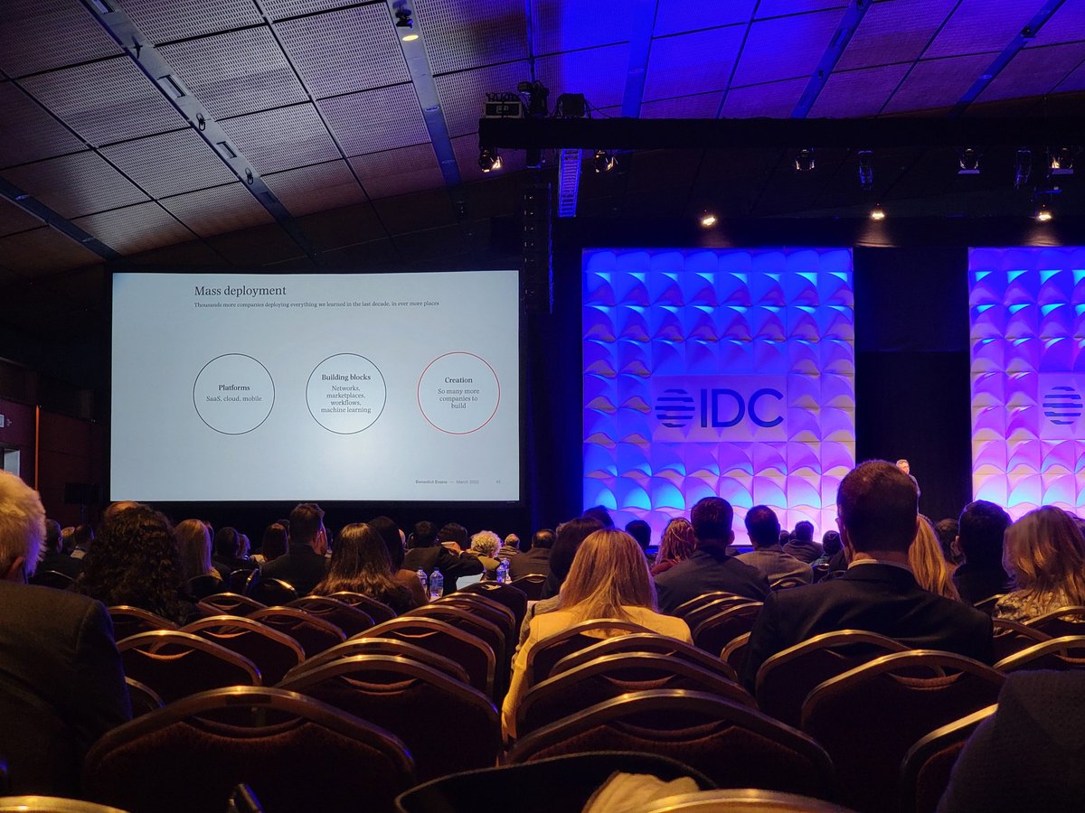 Great presentation by <a href="/benedictevans/">Benedict Evans</a>: "Three steps to the future" going over topics like #web3 and future potential developments at #IDCDirections #digitalfirst #dx #blockchain #nft #cryptocurrency #digitialchange #newdigital