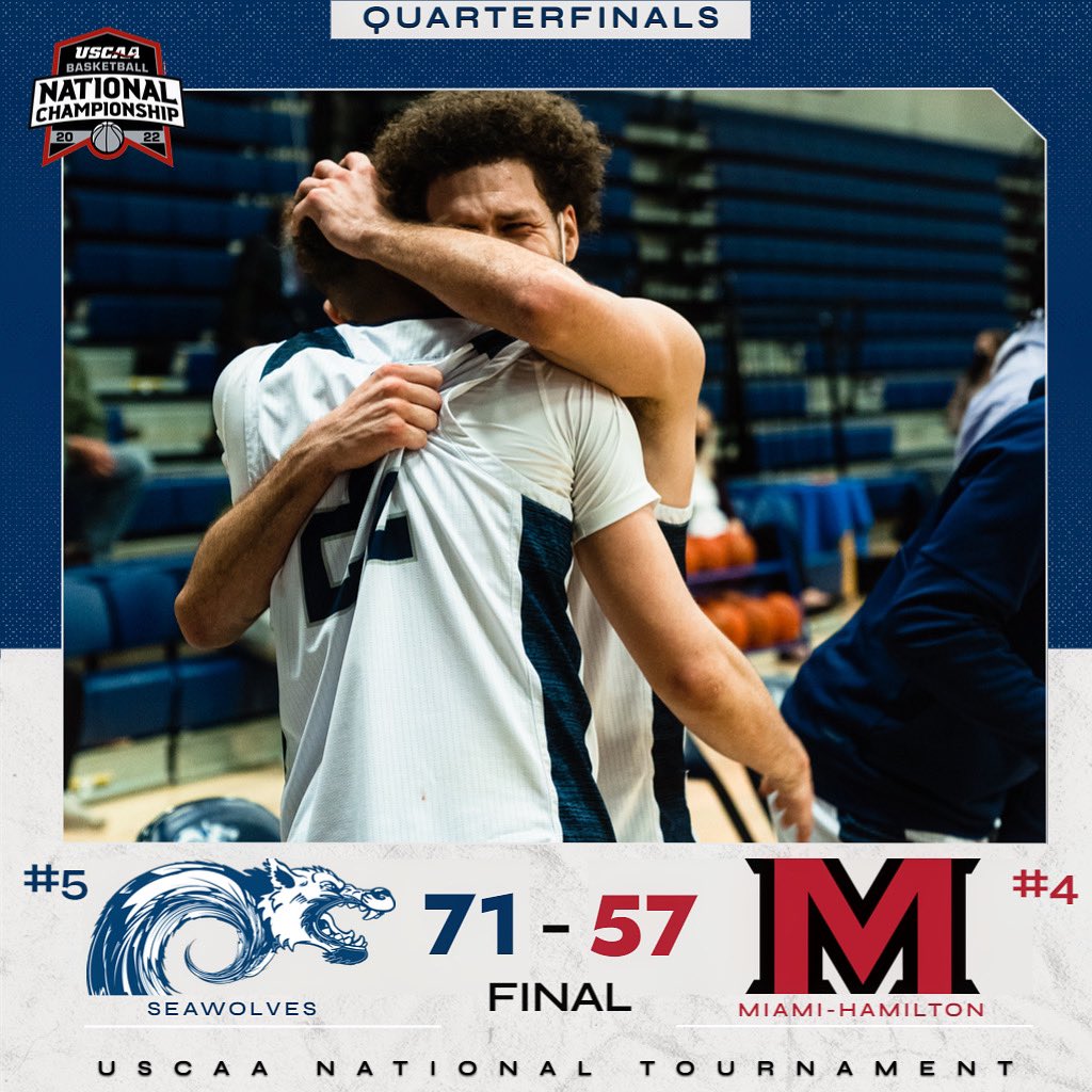 SMCCseawolves's tweet photo. 🚨 @seawolvesmbb IS MOVING ON in the @USCAA National Tournament! #WeAreSMCC #GoSeaWolves @YSCC8 @smccmaine @MaineSportsComm 
.
NEXT UP: SMCC will play the winner of #1 Penn State Mont Alto vs. #9 Kent State Tuscarawas tomorrow (Wednesday) at 5 p.m. in the semifinal round! https://t.co/J1ngjMJJ9s