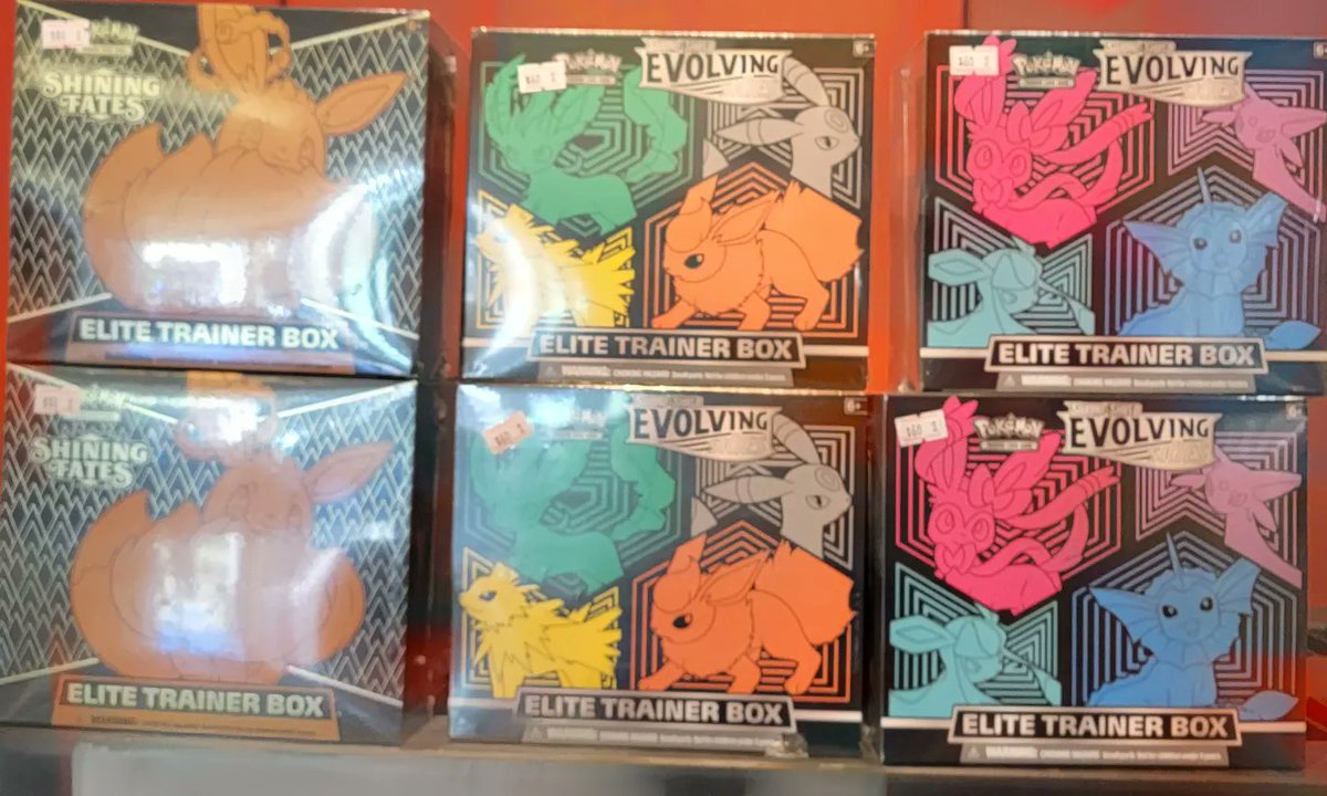Fanboygamingcom's tweet photo. Bunch of Pokémon products have just arrived! Brilliant Stars, Evolving Skies, Celebrations, Shining Fates  #pokemon #boosterboxes #etbs #Pokémon #tcg #brilliantstars #evolvingskies #shiningfates #Celebrations #chulavista #eastlake https://t.co/nv0t75Uo6M