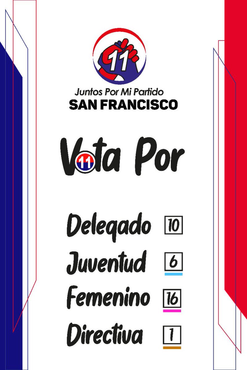 JXMPRD's tweet image. Copartidarios de San Francisco, sigamos avanzando en nuestro proyecto por un mejor partido. #Vota10 🤝