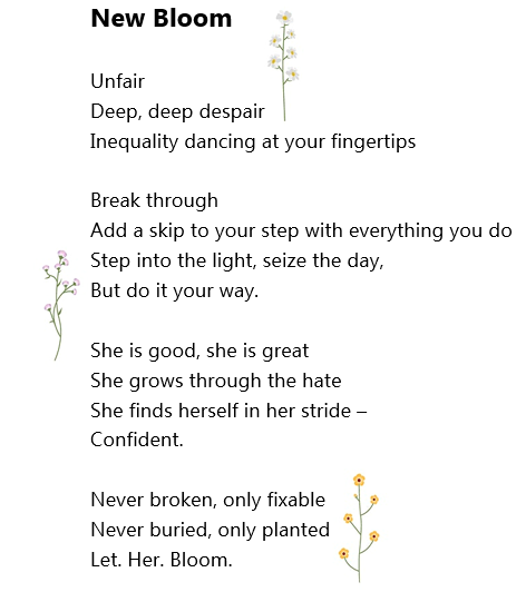 SWCHS_Poetry's tweet photo. Happy International Women's Day!
Check out this inspired poem by Mathilda (written in poetry club this lunchtime!)
#internationalwomensday #breakthebias2022 https://t.co/r0gEGss1FX