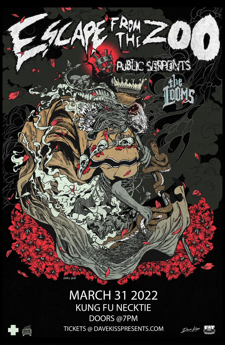 The Looms (@theloomsband) on Twitter photo On March 31st we'll be making our valiant return to <a href="/kungfunecktie/">Kung Fu Necktie</a> to play alongside the absolutely inspirational Escape from the ZOO & <a href="/SerpentsPublic/">PublicSerpents</a>!
Get your tickets here:
kungfunecktie.com/event/escape-f… On March 31st we'll be making our valiant return to <a href="/kungfunecktie/">Kung Fu Necktie</a> to play alongside the absolutely inspirational Escape from the ZOO & <a href="/SerpentsPublic/">PublicSerpents</a>!
Get your tickets here:
kungfunecktie.com/event/escape-f…