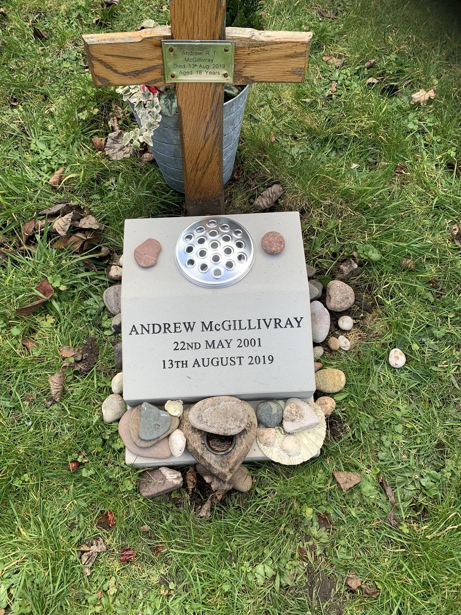 My boy Andrew’s stone is finally in place . He would not want any fuss. Small simple and perfect. I’ve yet to add flowers #suicideloss #grief #bereavement #loss